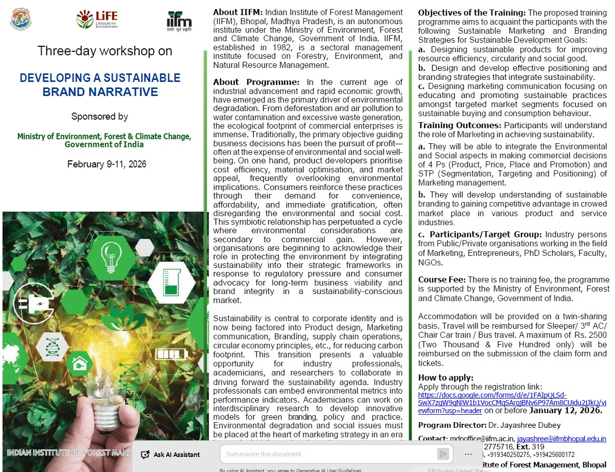 MDP on Developing a Sustainable Brand Narrative